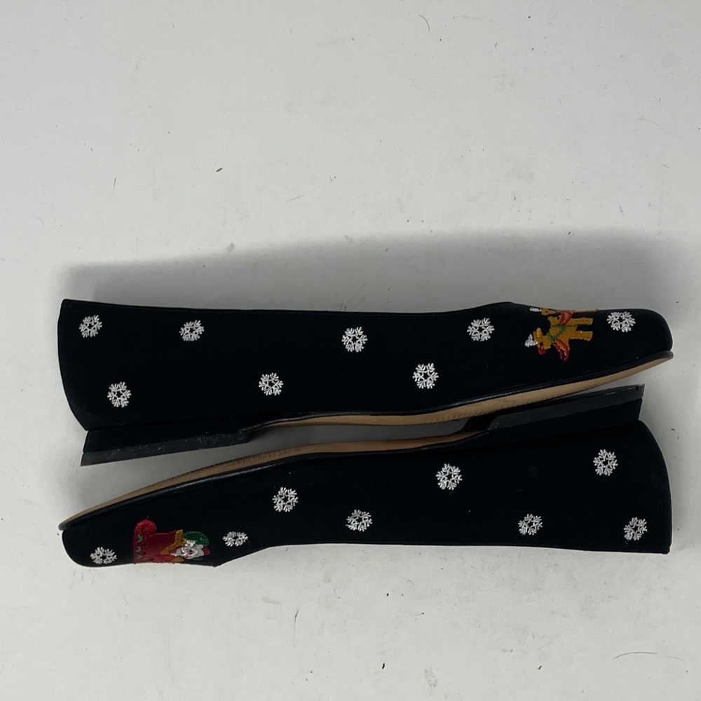 Ros Hommerson Christmas Flats 7.5N Sleigh & Reindeer Embroidery/Holiday Velvet - Picture 9 of 16